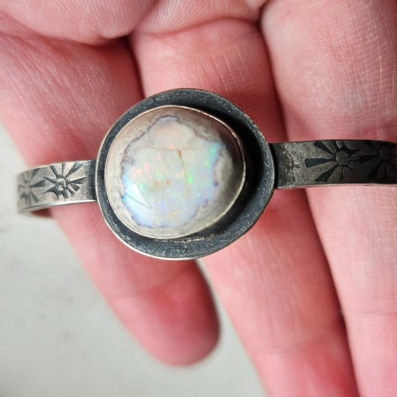 Sparkly Opal and Silver Cuff - Picture 1 of 3